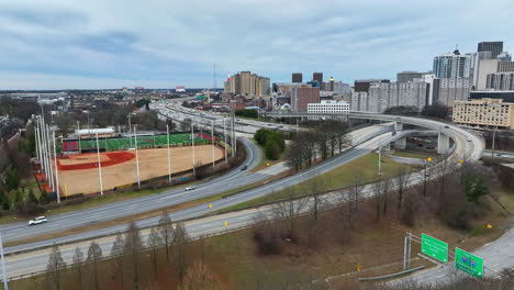 Aerial-view-of-Walden-Athletic-Complex-sports-club,-highway-in-ATLANTA-GEORGIA