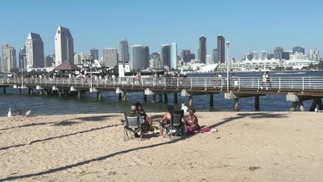 Coronado-island-sandy-beach-with-people-having-picnic
