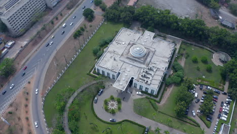 Shehu-Musa-Yar'-Adua-Center-in-Abu,-Nigeria---orbiting-aerial-view