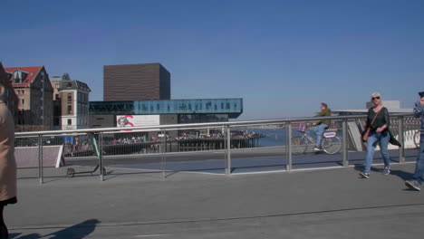 Copenhagen-pedestrians-and-cyclists-crossing-a-modern-bridge