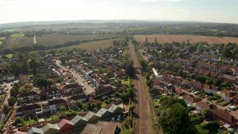 Aerial-shot-rising-from-Epping-town-towards-M25-motorway