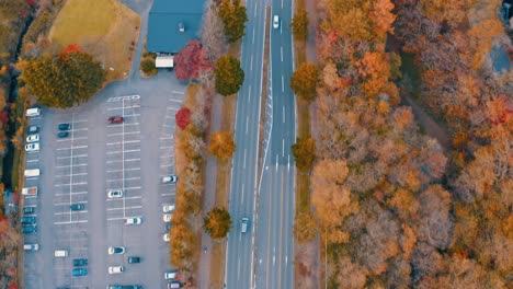 autumn-aerial-view-of-a-road-in-the-park-in-the-fall