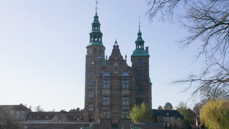 Rosenborg-Castle-towers-against-a-clear-blue-sky-in-Copenhagen