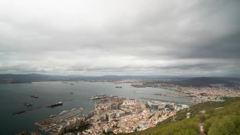 Panorama-of-Gibraltar-from-above,-time-lapse-view