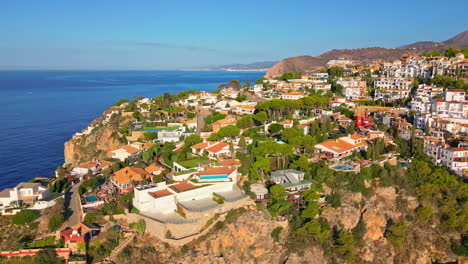 spanish-coast-villas-in-aerial-panoramic-view,-sunny-Playa-Marina-del-Este