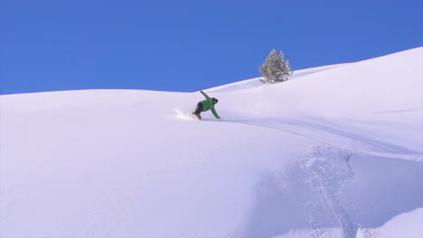 Cinematic-Ikon-Epic-pass-Colorado-cold-smoke-below-freezing-goofy-snowboarder-powder-fresh-snow-turns-butter-slash-air-early-morning-stunning-beautiful-blue-sky-super-slow-motion-follow-pan-movement