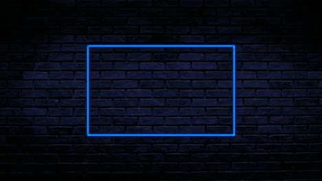 Neon-rectangle-border-animation-motion-graphics-modern-on-brick-wall-background