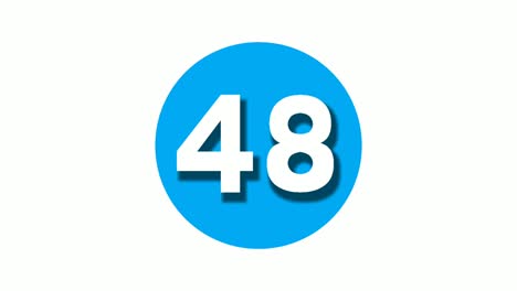 Nummer-48-Achtundvierzig-Zeichen,-Symbolanimation,-Bewegungsgrafiken-Auf-Blauem,-Kreisförmigem,-Weißem-Hintergrund,-Cartoon-Videonummer-Für-Videoelemente