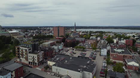American-City-Of-Portland-In-Maine,-Drone-Shot