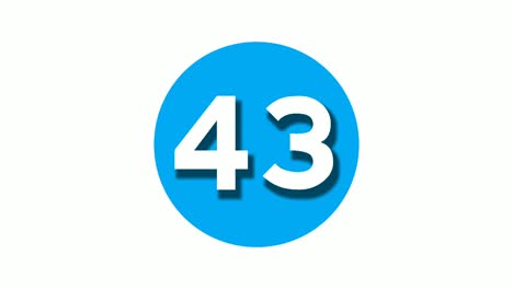 Número-43-Cuarenta-Y-Tres-Símbolos-De-Animación-Gráficos-En-Movimiento-Sobre-Fondo-Blanco-De-Círculo-Azul,-Número-De-Vídeo-De-Dibujos-Animados-Para-Elementos-De-Vídeo