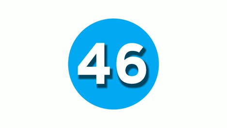 Número-46-Cuarenta-Y-Seis-Símbolos-De-Animación-Gráficos-En-Movimiento-Sobre-Fondo-Blanco-De-Círculo-Azul,-Número-De-Vídeo-De-Dibujos-Animados-Para-Elementos-De-Vídeo