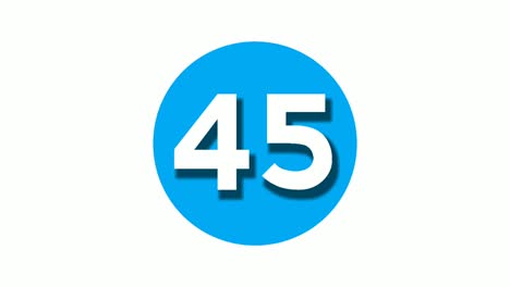 Número-45-Cuarenta-Y-Cinco-Símbolos-De-Animación-Gráficos-En-Movimiento-Sobre-Fondo-Blanco-De-Círculo-Azul,-Número-De-Vídeo-De-Dibujos-Animados-Para-Elementos-De-Vídeo