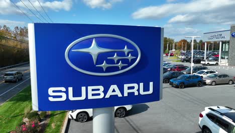 Subaru-logo-at-dealership-in-USA