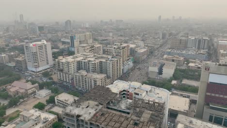 Aerial-View-Of-Buildings-In-Karachi-With-Air-Pollution-Beside-MA-jinnah-Road