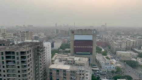 Aerial-View-Of-Karachi-City-Landscape-Through-Hazy-Air-Pollution