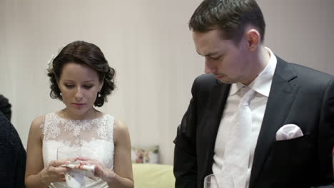 Bride-and-groom-toasting-and-talking