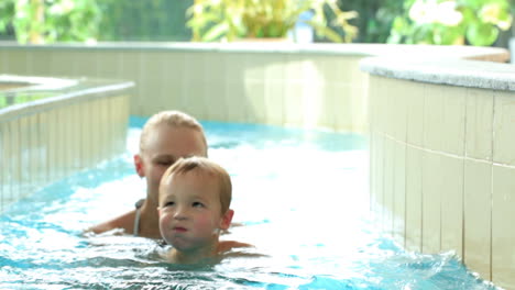 Mother-and-her-son-in-the-swimming-pool