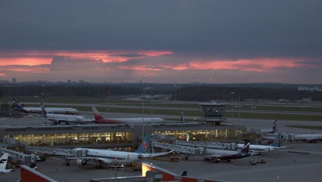 Terminal-D-of-Sheremetyevo-International-Airport-in-the-dusk-Moscow-Russia