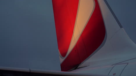 Tail-of-Czech-Airline-plane-on-evening-sky-background