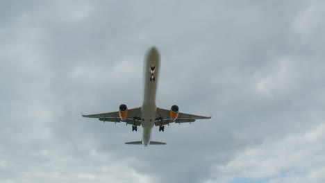 Passenger-plane-flies-overhead