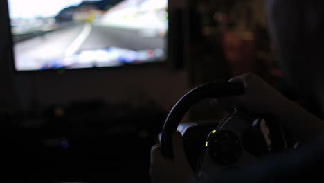 Playing-racing-game-with-steering-wheel-simulator
