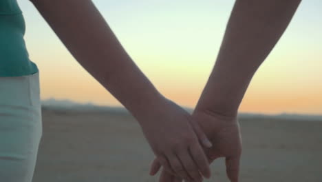 Loving-couple-holding-hands-at-sunset