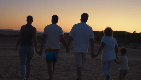 Family-on-vacation-walking-holding-hands