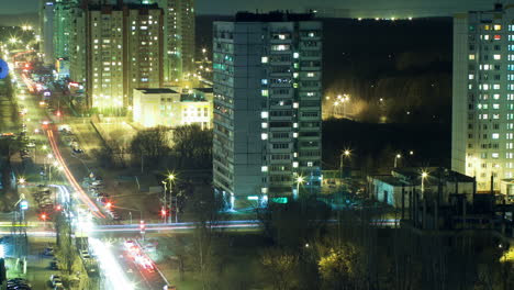 Timelapse-of-intense-city-life-at-night