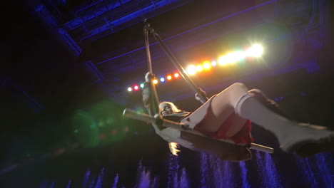 Girl-swinging-on-the-trapeze-during-performance