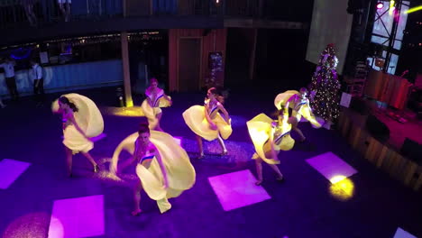 Flying-over-women-performing-dancing-entertainment-show
