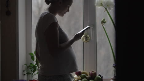 Schwangere-Frau-Mit-Einem-Smartphone