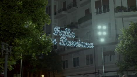 Festive-illumination-in-city-at-night-Las-Fallas-celebration-Spain