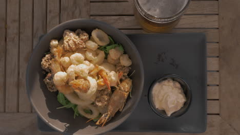 Mixed-seafood-tempura-with-served-with-beer