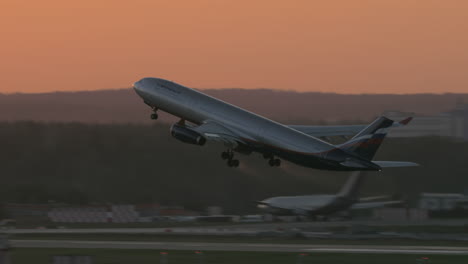 Aeroflot-airliner-A330-taking-off-at-sunset