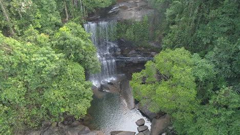 Waterfall-Aerial-Shot-in-Rainforest