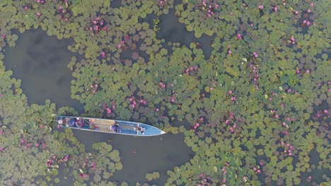 Aerial-view-of-boat-with-people