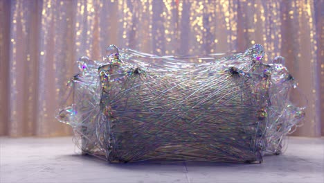 Diamantene-Menschen,-Die-In-Einem-Transparenten-Plastiknetz-Verstrickt-Sind,-Tanzen-In-Einem-Kreisnetz,-3D-Animation-Eines
