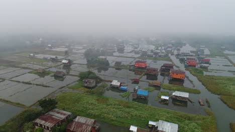 Aerial-View-of-Foggy-Village