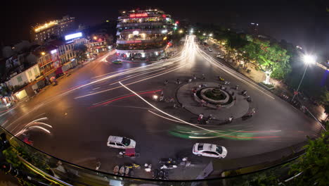 Timelapse-of-traffic-on-city-square-in-night-Hanoi-Vietnam