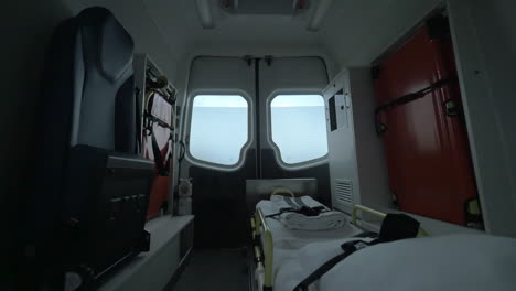 View-inside-of-driving-empty-ambulance-car