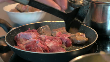Frying-meat-on-the-pan