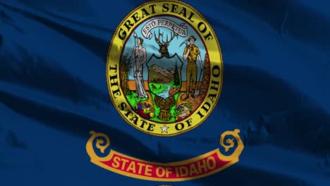 Nahaufnahme-Der-Wehenden-Flagge-Des-Bundesstaates-Idaho-Der-Vereinigten-Staaten-Von-Amerika