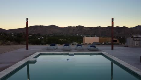 Beautiful-shot-of-swimming-pool-at-holiday-resort-in-rural-desert