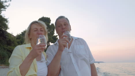 Mature-Couple-with-Glasses-on-the-Sea-Shore