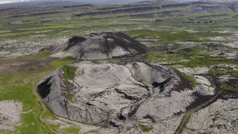 Raudbrok-And-Grabrok-Craters-Near-Bifrost-In-Nordurardalshreppur,-Western-Iceland