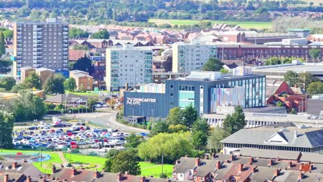 Aerial-View-of-Doncaster-UTC-Building---University-Technical-College-In-Doncaster,-South-Yorkshire,-England