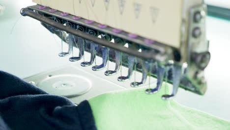 Close-up-sewing-line-a-modern-fabric-factory