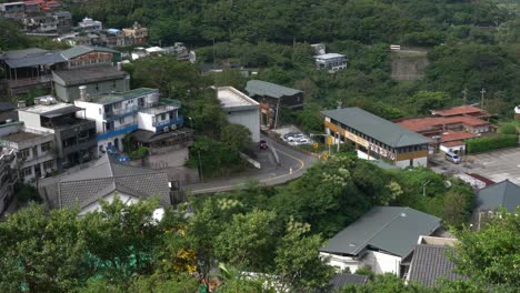 Friedliche-Ausblicke-Auf-Die-Häuser-Und-Gebäude-Am-Hang-In-Jiufen,-New-Taipei-City,-Bezirk-Ruifang,-Taiwan