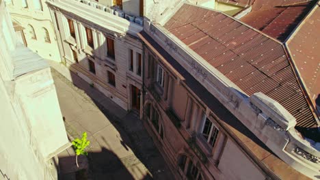 Aerial-Drone-Fly-Above-Vintage-Architecture-Concha-y-Toro-Streets-Santiago-Chile