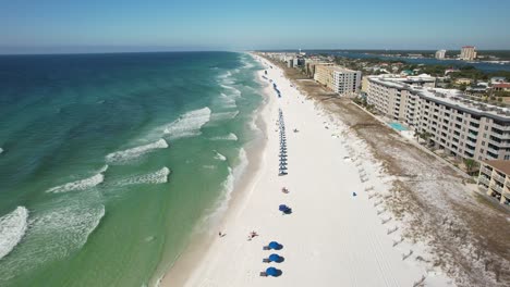 Destin,-Florida,-United-States---A-Picturesque-View-of-the-Coastline---Aerial-Pullback